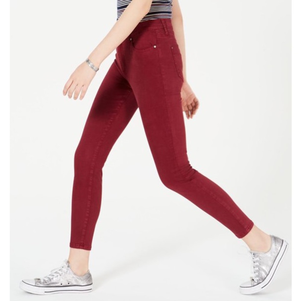 CELEBRITY PINK - Burgundy Mid-Rise Skinny Jeans